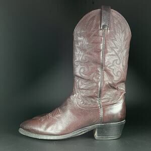 Dan Post Men’s Size 9 D Red Leather Pull On Western Cowboy Boots Casual GUC